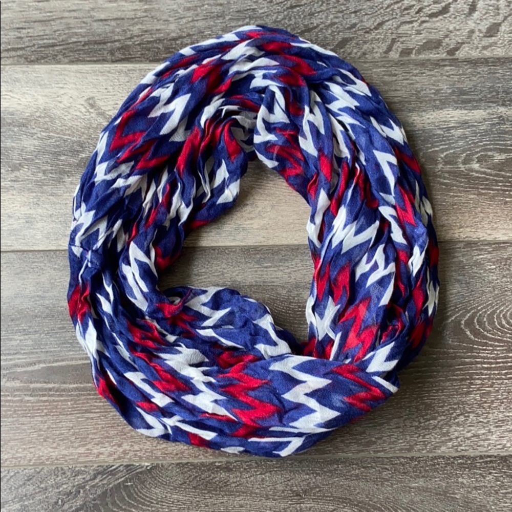 Red White and Blue Chevron Infinity Scarf
